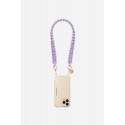 Lanière Sangle Robby 60 cm violet en cordon tressé avec mousquetons dorés 