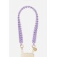 Lanière Sangle Robby 60 cm violet en cordon tressé avec mousquetons dorés 