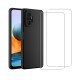 Coque Xiaomi Redmi Note 10 Pro Silicone liquide Noire + 2 Vitres en Verre trempé Protection écran Antichocs