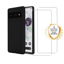 Coque Google Pixel 7 Silicone Liquide Noire + 2 Vitres en verre trempé Protection écran
