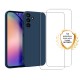 Coque Samsung Galaxy A54 Silicone liquide Bleue Marine + 2 Vitres en Verre trempé Protection écran Antichocs