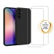 Coque Samsung Galaxy A54 Silicone liquide Noire + 2 Vitres en Verre trempé Protection écran Antichocs