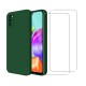 Coque Samsung Galaxy A41 Silicone liquide Vert Foret + 2 Vitres en Verre trempé Protection écran Antichocs