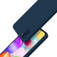 Coque Samsung Galaxy A41 Silicone liquide Bleue Marine + 2 Vitres en Verre trempé Protection écran Antichocs