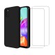 Coque Samsung Galaxy A41 Silicone liquide Noire + 2 Vitres en Verre trempé Protection écran Antichocs