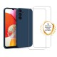 Coque Samsung Galaxy A14 Silicone liquide Bleue Marine + 2 Vitres en Verre trempé Protection écran Antichocs