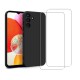 Coque Samsung Galaxy A14 Silicone liquide Noire + 2 Vitres en Verre trempé Protection écran Antichocs