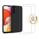Coque Samsung Galaxy A14 Silicone liquide Noire + 2 Vitres en Verre trempé Protection écran Antichocs