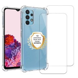 Coque Samsung Galaxy A53 Antichoc coins renforcés Silicone + 2 Vitres en verre trempé Protection écran