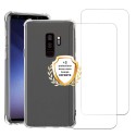 Coque Samsung Galaxy S9 Plus Antichoc coins renforcés Silicone + 2 Vitres en verre trempé Protection écran