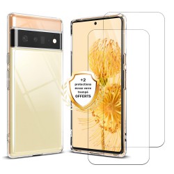 Coque Google Pixel 6 Pro Antichoc coins renforcés Silicone + 2 Vitres en verre trempé Protection écran