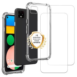 Coque Google Pixel 4 Antichoc coins renforcés Silicone + 2 Vitres en verre trempé Protection écran