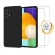 Coque Samsung Galaxy A52 Silicone liquide Noire + 2 Vitres en Verre trempé Protection écran Antichocs