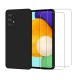 Coque Samsung Galaxy A52 Silicone liquide Noire + 2 Vitres en Verre trempé Protection écran Antichocs