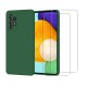 Coque Samsung Galaxy A52 Silicone liquide Verte + 2 Vitres en Verre trempé Protection écran Antichocs