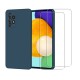 Coque Samsung Galaxy A52 Silicone liquide Bleue Marine + 2 Vitres en Verre trempé Protection écran Antichocs