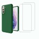 Coque Samsung Galaxy S21 FE Silicone liquide Verte + 2 Vitres en Verre trempé Protection écran Antichocs