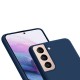 Coque Samsung Galaxy S21 FE Silicone liquide Bleue Marine + 2 Vitres en Verre trempé Protection écran Antichocs