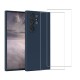 Coque Samsung Galaxy S23 Ultra Silicone liquide Bleue Marine + 2 Vitres en Verre trempé Protection écran Antichocs