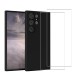 Coque Samsung Galaxy S23 Ultra Silicone liquide Noire + 2 Vitres en Verre trempé Protection écran Antichocs