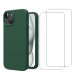 Coque iPhone 15 Silicone liquide Verte  + 2 Vitres en Verre trempé Protection écran Antichocs