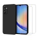 Coque Samsung Galaxy A34 Silicone liquide Noire + 2 Vitres en Verre trempé Protection écran Antichocs
