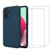 Coque Samsung Galaxy A32 Silicone liquide Bleue Marine + 2 Vitres en Verre trempé Protection écran Antichocs