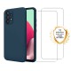Coque Samsung Galaxy A32 Silicone liquide Bleue Marine + 2 Vitres en Verre trempé Protection écran Antichocs