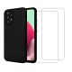 Coque Samsung Galaxy A32 Silicone liquide Noire + 2 Vitres en Verre trempé Protection écran Antichocs