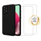 Coque Samsung Galaxy A32 Silicone liquide Noire + 2 Vitres en Verre trempé Protection écran Antichocs