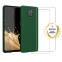 Coque Xiaomi Redmi Note 9s/ 9 Pro/9 Pro Max Silicone liquide Verte + 2 Vitres en Verre trempé Protection écran Antichocs
