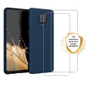 Coque Xiaomi Redmi Note 9s/ 9 Pro/9 Pro Max Silicone liquide Bleue Marine + 2 Vitres en Verre trempé Protection écran Antichocs