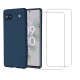 Coque Google Pixel 6A Silicone liquide Bleue Marine + 2 Vitres en Verre trempé Protection écran Antichocs