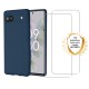 Coque Google Pixel 6A Silicone liquide Bleue Marine + 2 Vitres en Verre trempé Protection écran Antichocs