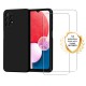 Coque Samsung Galaxy A13 Silicone liquide Noire + 2 Vitres en Verre trempé Protection écran Antichocs