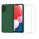 Coque Samsung Galaxy A13 Silicone liquide Verte + 2 Vitres en Verre trempé Protection écran Antichocs
