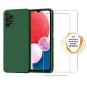 Coque Samsung Galaxy A13 Silicone liquide Verte + 2 Vitres en Verre trempé Protection écran Antichocs