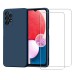Coque Samsung Galaxy A13 Silicone liquide Bleue Marine + 2 Vitres en Verre trempé Protection écran Antichocs