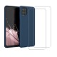 Coque Samsung Galaxy A12 Silicone liquide Bleue Marine + 2 Vitres en Verre trempé Protection écran Antichocs