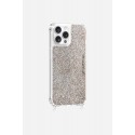 Coque iPhone 13 Pro Max avec anneaux en silicone paillettes multicolors