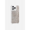 Coque iPhone 13 Pro avec anneaux en silicone paillettes multicolors