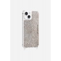 Coque iPhone 13  avec anneaux en silicone paillettes multicolors