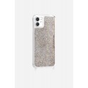 Coque iPhone 11  avec anneaux en silicone paillettes multicolors