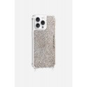 Coque iPhone 14 Pro Max avec anneaux en silicone paillettes multicolors