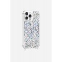 Coque iPhone 13 Pro Max avec anneaux en silicone paillettes holographiques