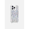 Coque iPhone 13 Pro avec anneaux en silicone paillettes holographiques