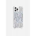 Coque iPhone 12 Pro Max avec anneaux en silicone paillettes holographiques