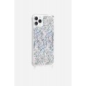 Coque iPhone 11 Pro Max avec anneaux en silicone paillettes holographiques