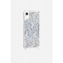 Coque iPhone XR avec anneaux en silicone paillettes holographiques