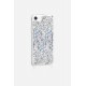 Coque iPhone 7/8/SE 2020 avec anneaux en silicone paillettes holographiques